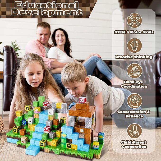 ToyUnited 100PCS Magnetic Blocks - Magnet Building Blocks, Stacking Magents Cubes Toys, STEM Montessori Sensory Toys for Kids Boys and Girls Ages 3 4 5 6 7 8 9 10+ Birthday Gifts