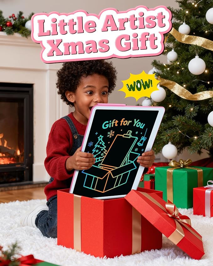 Bravokids 20 Inch LCD Writing Tablet for 3-8 Year Olds - Electronic Drawing Pad and Doodle Board as Educational Birthday Gifts for Girls and Boys (Pink)