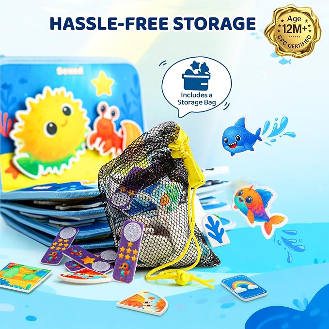 Busy Board Montessori Toys for Toddlers 1-3 Busy Book Sensory Toys for Girls Boys,Airplane Travel Activity Book Toy for 1 2 3 Year Old Birthday Gift,Fine Educational Preschool Learning Toy
