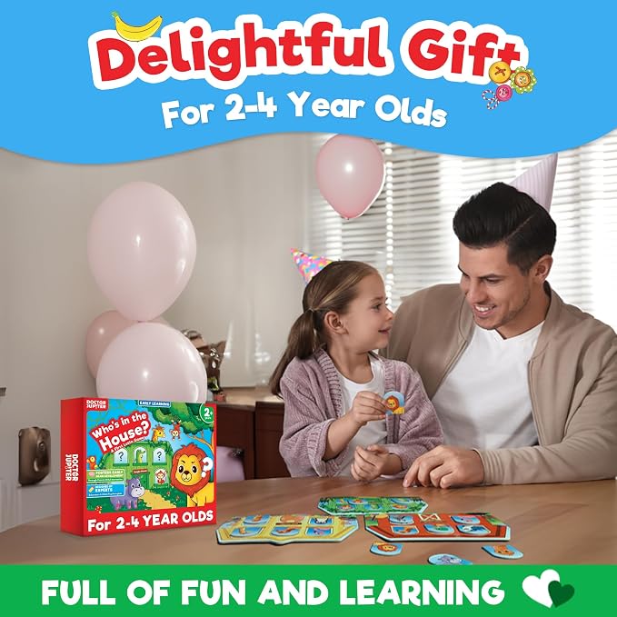 Doctor Jupiter Who's in The House Game for Kids Ages 2-3-4 Year Old | Birthday Gift for Boys & Girls Ages 2,3,4, Who's in The House Game, Toddler Educational Toy, Learning Activity Set