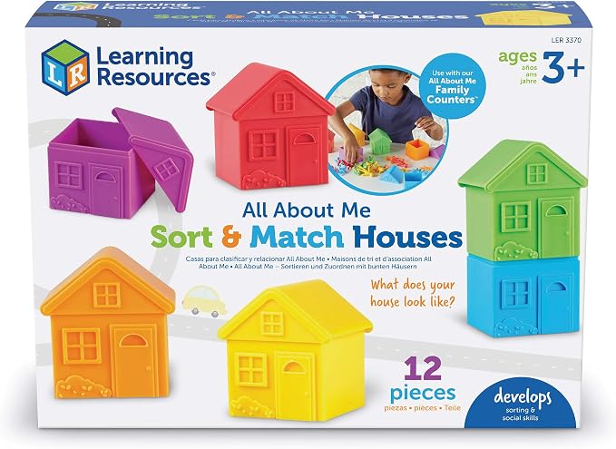 Learning Resources All About Me Sorting Houses | 12 Pieces, Ages 3+ Fine Motor & Sorting Skills, Montessori Toys, Special Education Actives, Imaginative Play