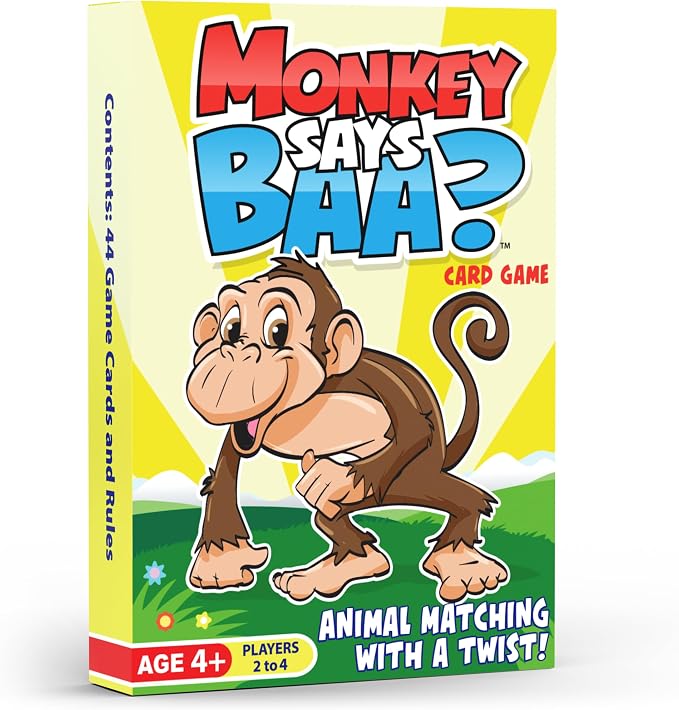 Monkey Says Baa? – Animal Matching Game for Kids Ages 4 and Up | Fun Preschool Learning Activities with Mimicked Animal Sounds & Charades for Sensory Play – Birthday Gift for Boys & Girls (Pack of 2)