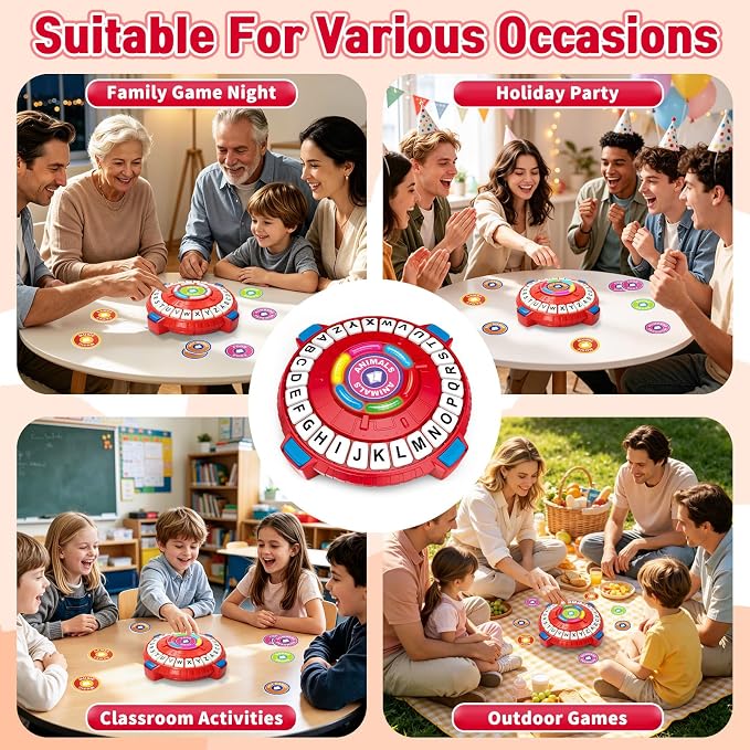 Family Board Game for Kids and Adults, Light-Sensing Word Game with 3 Modes | Fast-Paced 26-Letter Game with Timer for Family Game Nights and Parties, 40 Double-Sided Category Cards, 2–6 Players, Ages 8+