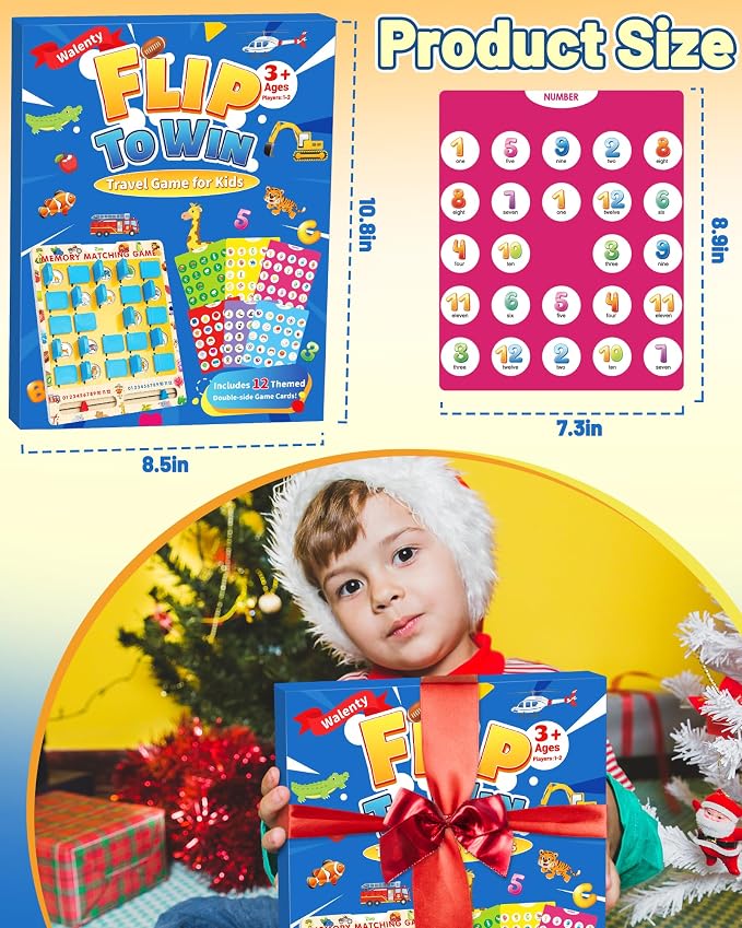 Matching Memory Game for Kids, Travel Toys Games Activities for 3-5 4-8 | Board Games 4-6, Car Games, Airplane Toys, Kids Toddler Road Trip Activities Essentials, Boys Girls Birthday Gifts