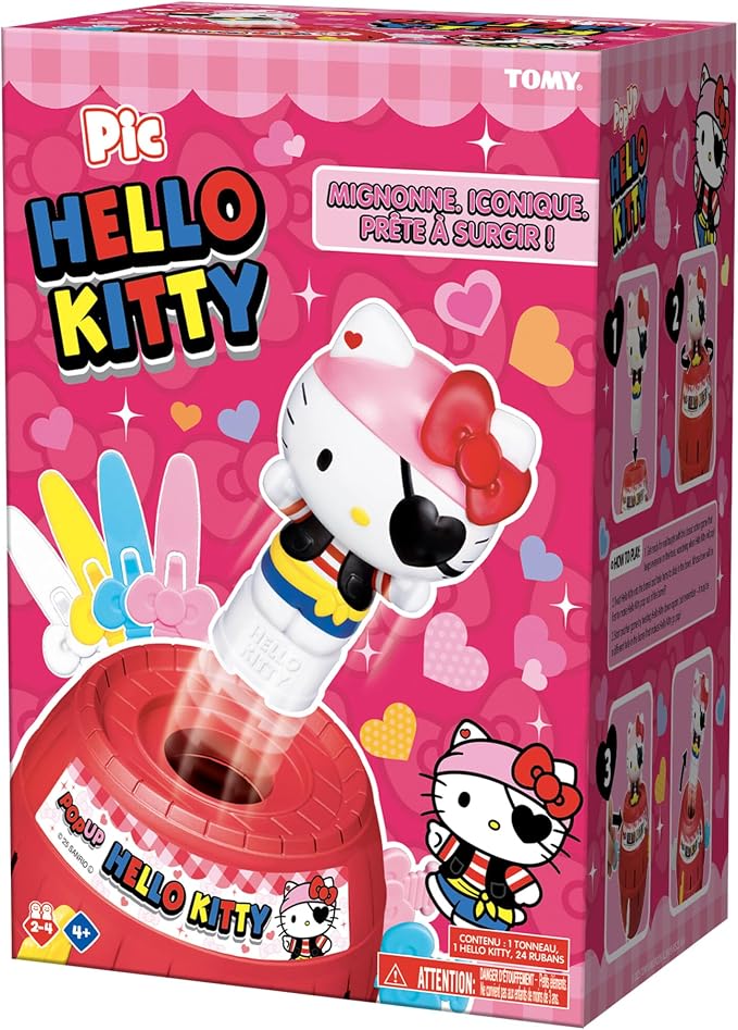 TOMY Pop Up Hello Kitty - Fast-Paced Surprise Action Game with Pop-Up Figure - Officially Licensed Hello Kitty Game from Sanrio - 2–4 Players - Ages 4+
