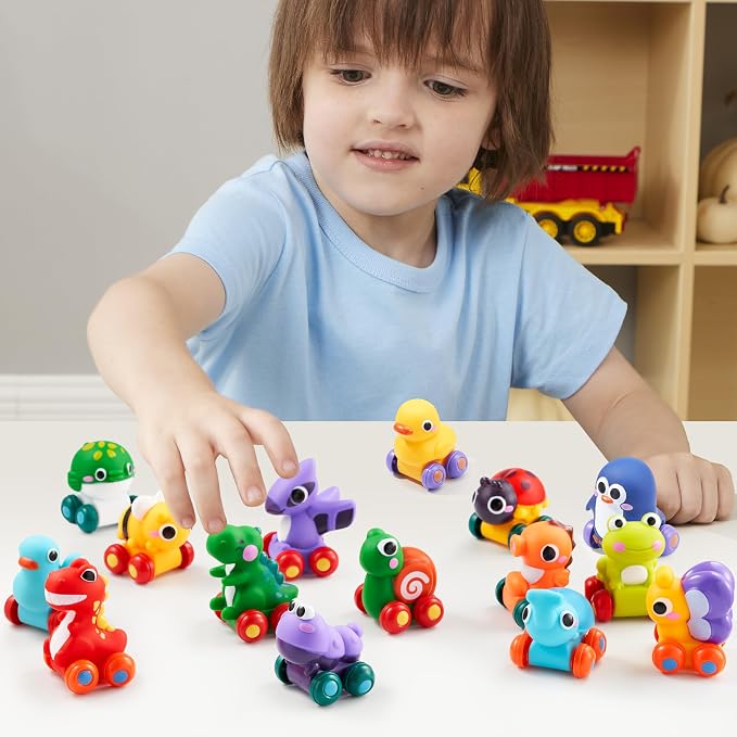 JOYIN Animal Cartoon Cars, Soft Rubber Toy Car Set, Mini Vehicles, Bath Toy Car for Kids, Gift for Boys and Girls, Summer Beach and Pool Activity, Party Favors for Kids