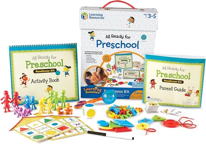 Learning Resources All Ready For Preschool Readiness Kit | 60 Activities Set, Ages 3+, Kindergartner Preparation Kit, Preschool Homeschool Curriculum