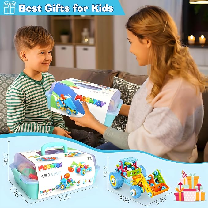 MOONTOY STEM Toys for 3 4 5 6 7 8+ Year Old Boy Birthday Gift, Building Toys for Kid Age 4-8 5-7 6-8 8-12, Preschool Educational Stem Kit Creative Activities for Boys Girls Christmas Idea Gift 118pcs