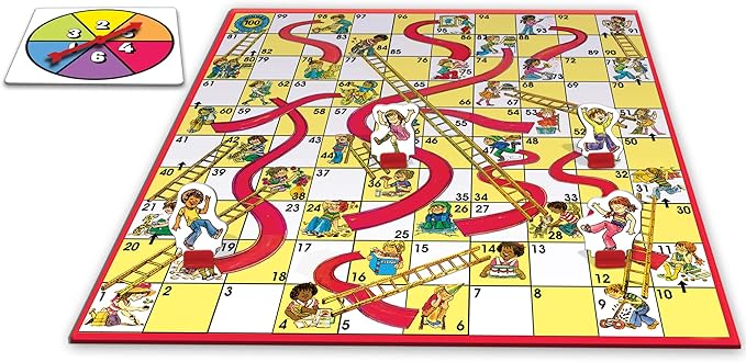 Classic Chutes and Ladders, with 1970's Art, by Winning Moves Games USA | 2-4 Players, Ages 3+