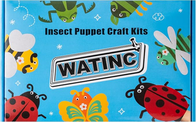 WATINC Hand Puppet Making Kit, Felt Sock Puppet Toys for Kids (Insect) | 6 Styles, Make Your Own Storytelling & Role Play Crafts, Creative Group Activity, Party Favors & Gifts for Kids Ages 4-8