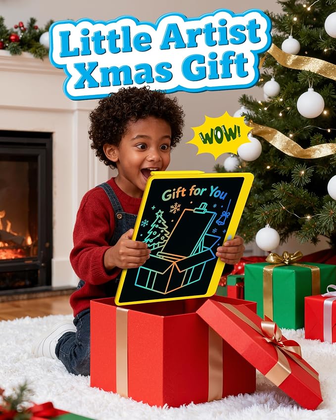 Bravokids 16 Inch LCD Writing Tablet for 3-8 Year Olds - Electronic Drawing Pad and Doodle Board as Educational Birthday Gifts for Girls and Boys (Yellow)