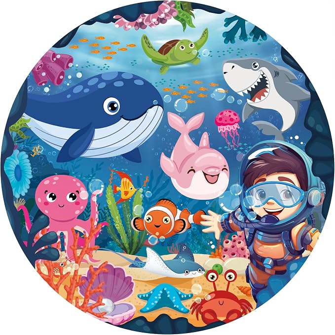 TALGIC Puzzles for Kids Ages 4-6 with Ocean & Underwater World, 70 Piece | Large Round Floor Puzzles, Colorful Underwater World, Educational Learning Toys for 3, 4, 5, 6, 7, 8, Gift for Boys Girls