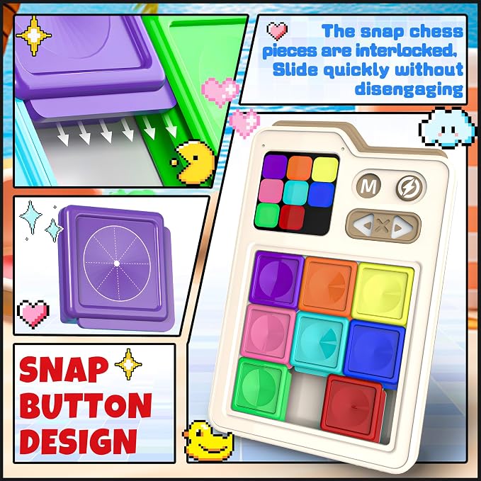 SMILESSKIDDO Kids Games Brain Teaser Slide Puzzle, with 1000+ Challenges | Original 3 Modes, Travel Toys Electronic Sliding Gifts for Boys & Adults, Fun Unblocking Logic Toy for Kid