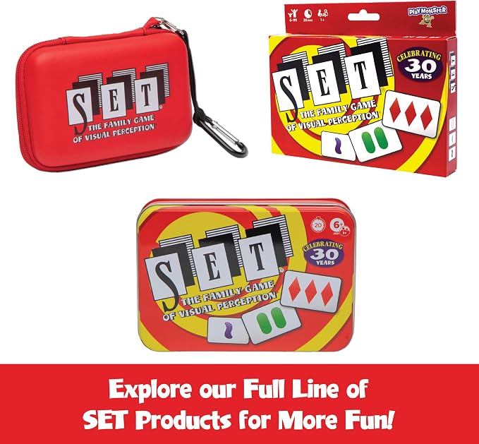 SET Enterprises SET - The Family Card Game of Visual Perception - Race to Find The Matches, For Ages 8+,81 Cards, Rules included | Award Winning, Family Game Night, Travel Games, Playing Cards Screen-Free