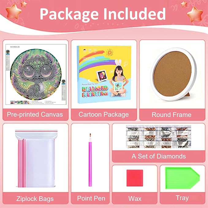 Gemozaic Dragon Diamond Art Kits for Kids Ages 8-12, Round Frame, 8 x 8 in | Black Dragon Diamond Art for Kids 10 Year Old, DIY Easy Kid Gem Painting, Cute Animal Arts and Crafts for Girl Birthday Gift