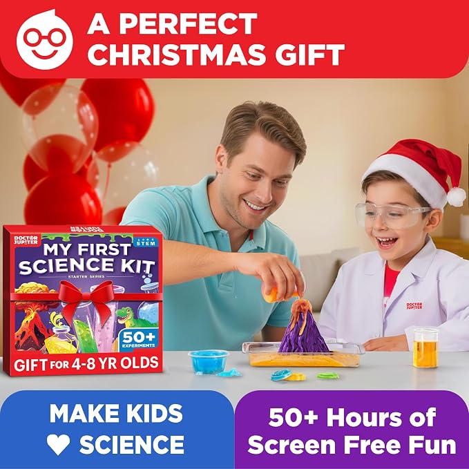 Doctor Jupiter My First Science Experiments Kit for Kids Ages 4+ | Birthday Gift Ideas for Boys & Girls 4, 5, 6, 7, 8 Year Olds, Science Kits for Kids Ages 5-7, STEM Educational Toys