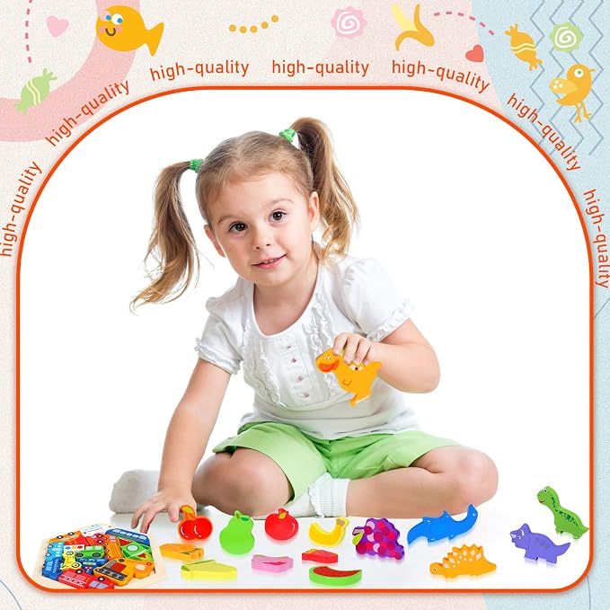 Jerify 5 Pack Wooden Tangram Puzzle for Kids, Brain Teaser Puzzles | Cute Pattern, Wooden Hexagon Puzzle Block Teaser, Pattern Block, Tangram Puzzle, Geometric Shapes Tangram, Boy Girl Toddler
