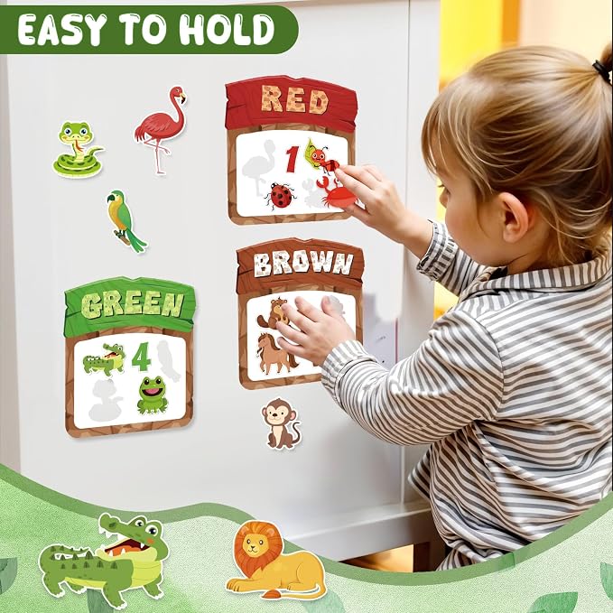 10Pcs Magnetic Color Sorting Cute Animal Fridge Magnets for Kids | 60 Toddler Soft Magnets for Refrigerator Early Education Toddler Color Sorting Shape Matching Boys Girls Gifts