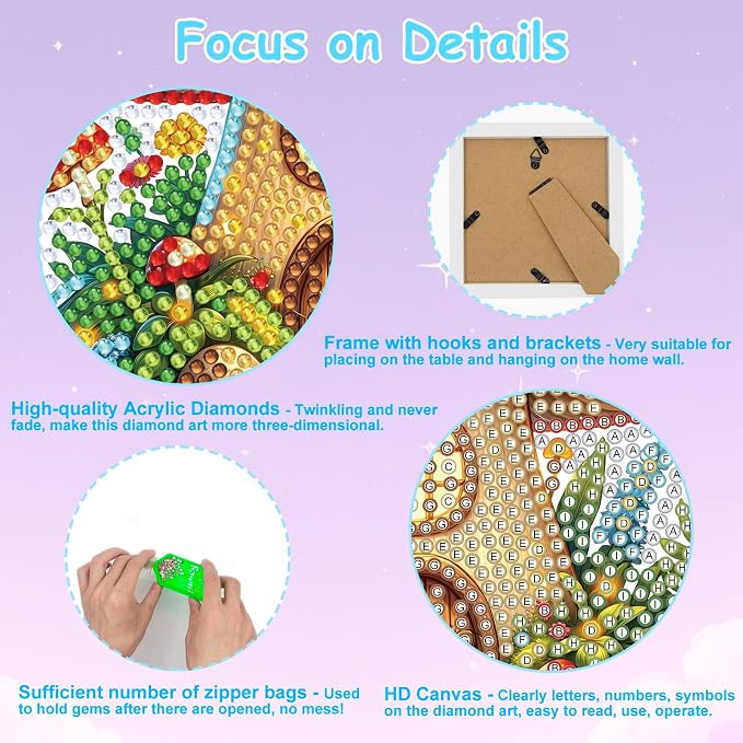 Nardoll Diamond Art Kits - Arts and Crafts - Diamond Art Painting with Wooden Frame - GEM Art for Girls Boys Adults Beginners Home Wall Decor Gifts