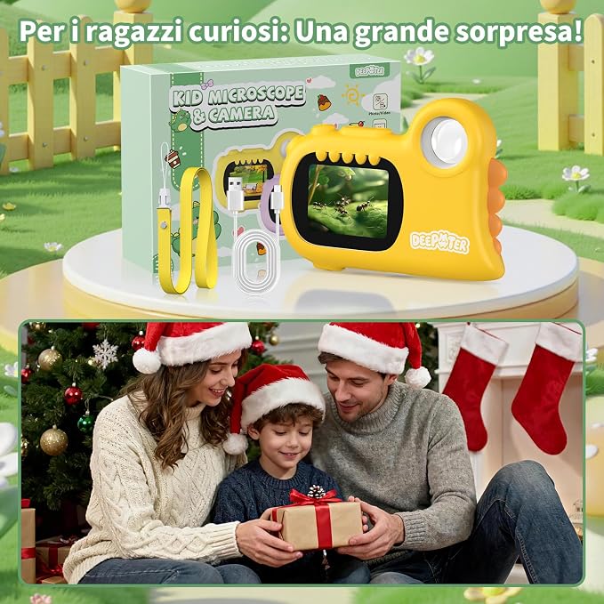 2 in 1 Microscope for Kids & Video Camera, Deepoter 1000X Digital Microscope with 2.0" Screen, Portable Handheld Kids Camera Toys, STEM Educational Science Kit Gifts for 3-12 Age Years Old Boys Girls | Pocket-Size Design Lightweight and Easy to Carry f...