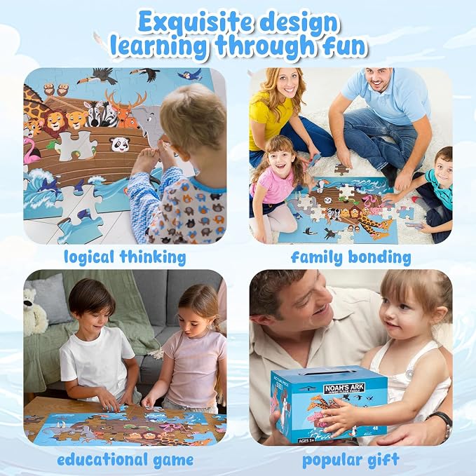 LovesTown 48PCS Floor Puzzles, Jumbo Animal Puzzles, Large 3x2 FT | Puzzle with Vibrant Animal Illustrations, for Todders, Family Game Night, Preschool Classroom, and Group Activities