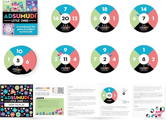 Evermade Adsumudi Math Game - Little Ones - The Adorably Fun Game for Clever Kids to Grow Their Addition, Subtraction and Mental Math Skills - Great for Ages 4 and Up