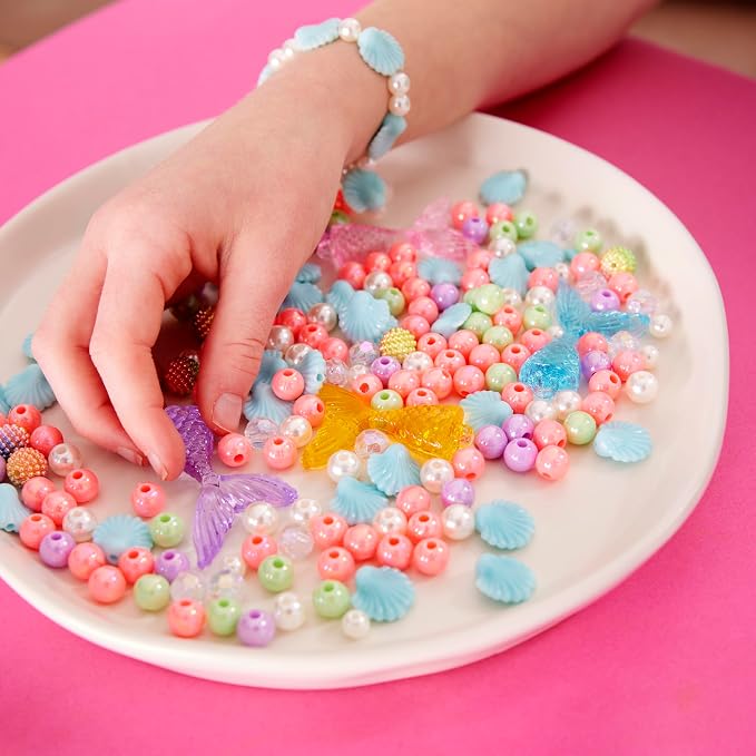 Creativity for Kids Mermaid Bead Jewelry Jar: Create 40+ Friendship Bracelets for Girls, DIY Girls Beads Jewelry Making Kit, Summer Activities for Kids & Mermaid Gifts (Ages 6+)