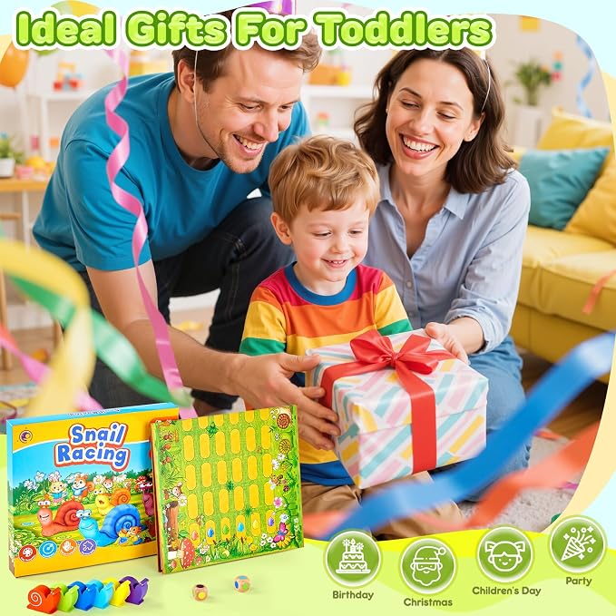Snail's Pace Race Game, Classic Board Game for 2-6 Players, Ages 3-6 | Family Game, Montessori Toys for 3 4 5 6 Year Olds, Fine Motor Skills Toy, Gifts for Boys & Girls Ages 3+