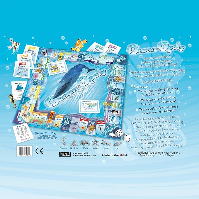 Late for the Sky Ocean-Opoly Board Game – Family Strategy and Educational Marine Life Adventure, Property Trading Fun for Kids & Adults, Ages 8+, 2–6 Players