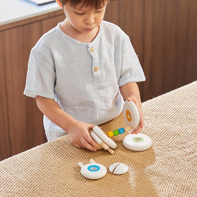 PlanToys® Lacing Sheep Wooden Threading Toy for Kids Ages 3+ Montessori | lacing sheep wooden threading toy, montessori fine motor coordination, focus creativity activity, ages 3+, preschool learning