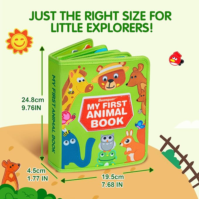 Quanquer Animal Busy Book for Toddlers 1-3 - Montessori Toys for 1 Year Old Boys and Girls, Educational Travel Toy for Airplane Car, Christmas Birthday Gifts for Toddlers
