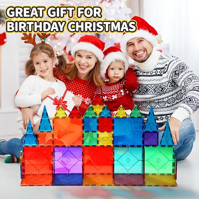 Mruikeny 14-Piece Large Magnetic Tiles, Building Toys for Kids Ages 3+ | 14 Large Magnetic Tiles for Preschool Building Play, Recommended for Ages 3 and Up