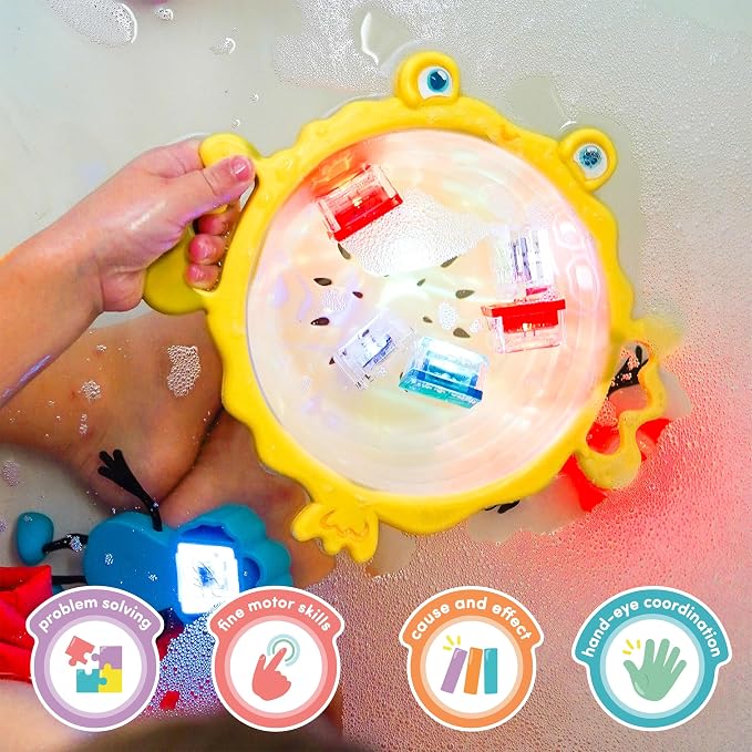 Glo Pals Under The Sea Bundle Sensory Bundle, Light-Up Sensory Play Cubes | Contains 1 Pack Fun Fillers, 3 Pack Pick-Up Pals Tools, and 4 Pack Alex Yellow Water-Activated Light-Up Cubes