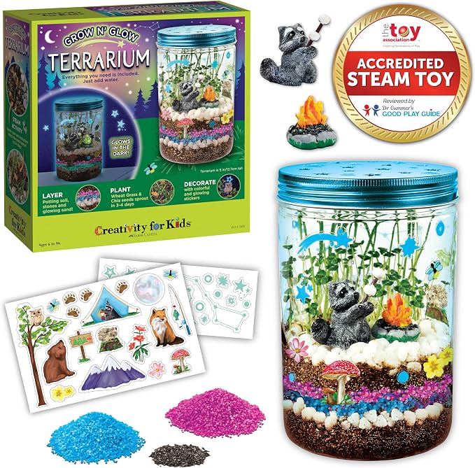 Creativity for Kids Grow 'N Glow Terrarium Kit - Educational Science Kits | Screen Free Summer Fun Activities | Gifts for Boys and Girls | Craft and STEM Projects (Ages 6+)