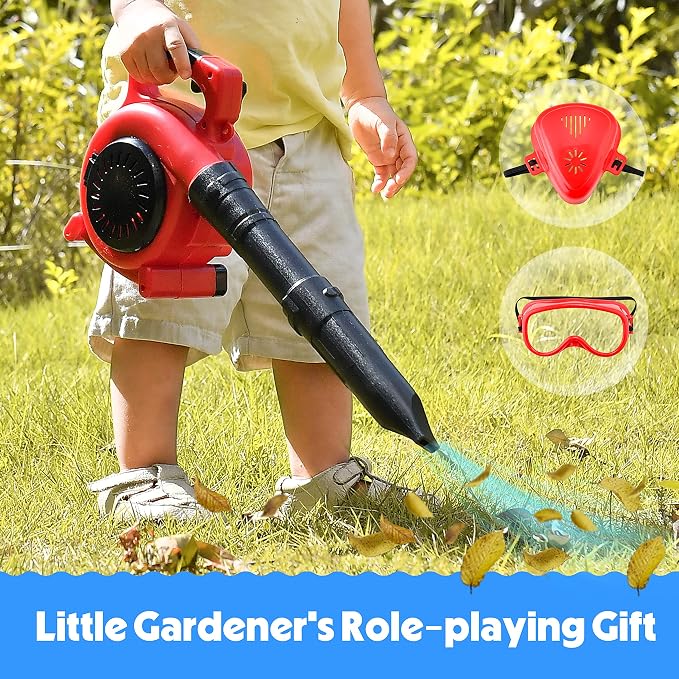 Toy Choi's Kids Leaf Blower that Really Works Pretend Gardening Tool Set | Toy Leaf Blower with Real Airflow Function, Detachable Tube, Ideal Outdoor Toy Tool Set for for Boys & Girls 3 4 5 6 7 8+