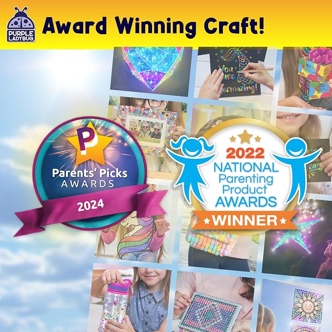 SunGemmers Suncatcher Kits for Kids, No Mess Crafts for 5 Year Old Girls | 2 Designs, Hundreds of Peel & Stick Colorful Gems, Hand-Eye Coordination, Screen-Free Activity, Gift for 6 Year Old Girl
