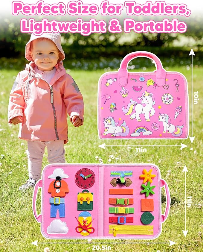 Walenty Busy Board Montessori Toys for Toddler Girl Birthday Gifts | Busy Book for Toddlers, Learning Educational Toy, Airplane Car Travel Toy, Fine Motor Skills Sensory Toys, Toddler Activities