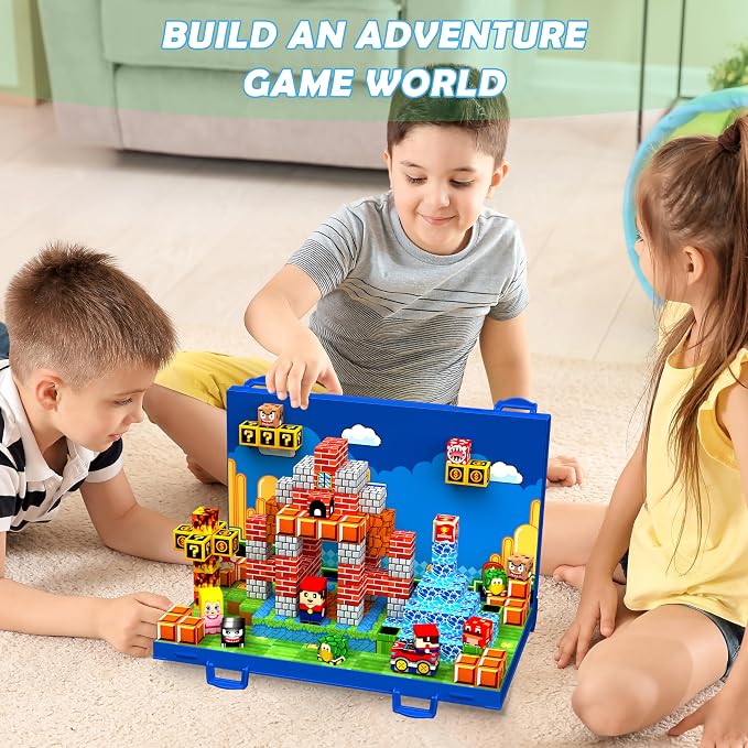 120PCS Magnetic Blocks, Magnetic Building Blocks Cubes, STEM Toy for Kid | 3D Sensory STEM Toy, Magnetic Tile with Magnetic Board for Easy Storage, Ideal Birthday Christmas Gift for Kids Aged 3 4 5-10