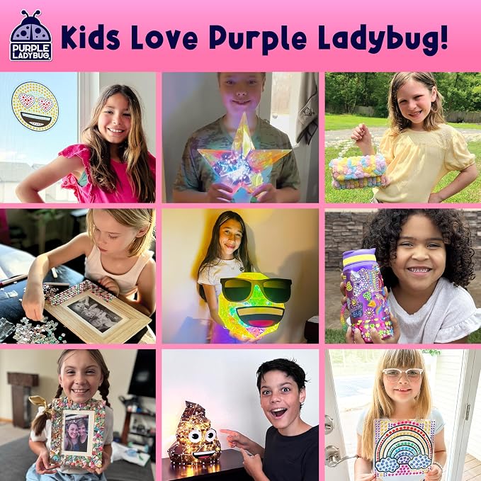 PURPLE LADYBUG Flower Headband Making Kit for Girls - Summer Toys for Kids Ages 4-8, Summer Crafts for Kids, 6 Year Old Girl Birthday Gift, Hair Accessories for Girls, Decorative Craft Activity Set