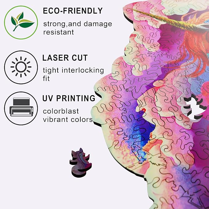 MYS Aurora Wooden Jigsaw Puzzles for Adults, Unicorn Puzzles 925 Pieces | Unique Animal Shaped Wooden Puzzles for Adults and Kids, Family Game 23.3x22.5 Inch
