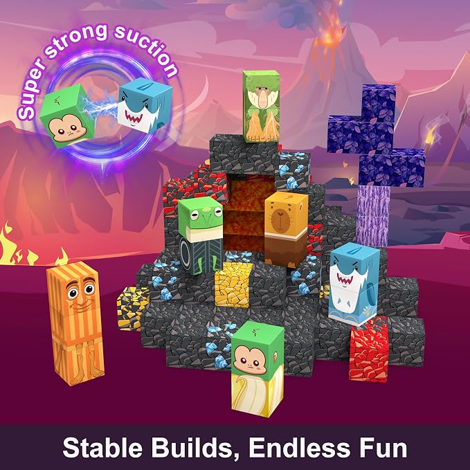 Magnetic Blocks STEM Magnet Tiles Construction Toys for 3+ Years Boys Girls | 100PCS Magnetic Building Blocks Toddler Toy STEM Build Cubes Magnetic Tiles Toddler Toy Christmas Gift for Kids