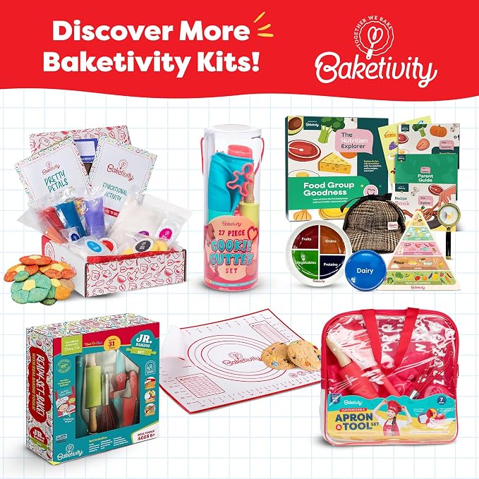 Baketivity Nutrition Explorer Kit STEM Learning Birthday Gifts for Kids | Includes Recipes, Activity Booklet, Detective Costume, Food Stickers, Puzzle, and Parent Guide for Family Learning