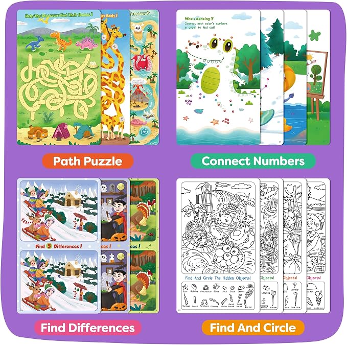 Torlam Busy Book Travel Toys for Kids,Quiet Busy Board Learning Activities for Fine Motor Skills, Montessori Toys Boy Girl Birthday Gifts,Preschool Sensory Book Travel Games for Airplane Car Road Trip