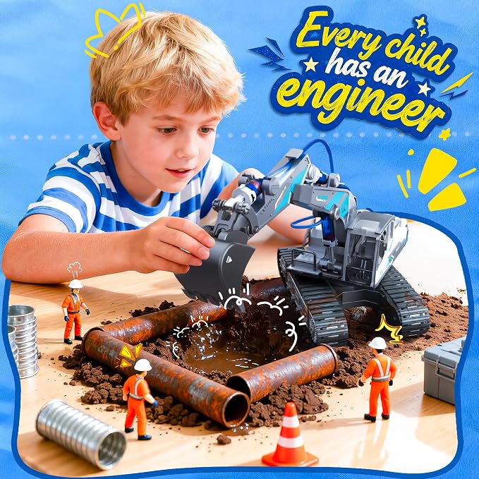 Hydraulic Excavator STEM Building Toy, 130 Pcs Engineering Kit for Kids 8+ | DIY Construction Kit, Hydraulic Robot Arm, No Battery Required, Mechanical Learning, Assembly Toy, STEM Engineering Activity