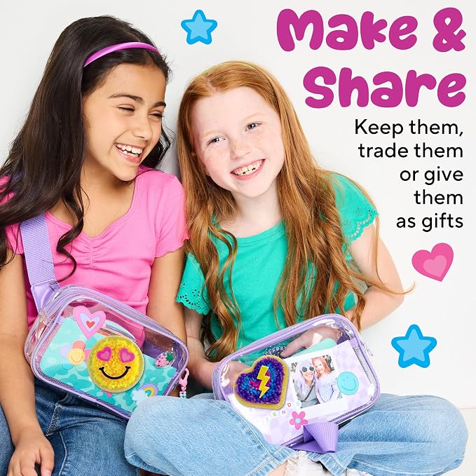 Creativity for Kids Make Your Own Latch N' Patch Fuzzy Stickers Kit | Assemble, Trim & Decorate 5 DIY Yarn Patches | Mess-Free Latch Hook Craft | Sleepover & Screen-Free Kids Activity (Ages 7+)