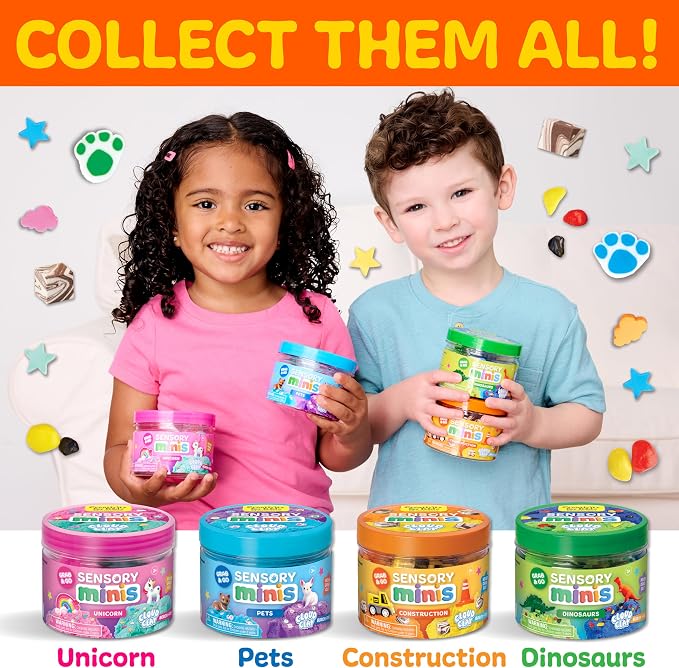 Creativity for Kids Sensory Minis Construction Kit | Cloud Clay Sensory Toy with Excavator for Kids | Summer Activities for Kids that are Mess-Free, Screen-Free Travel Toy (Ages 3+)