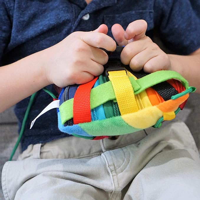 Buckle Pillow Fine Motor Sensory Toy, Latches and Zipper Plush