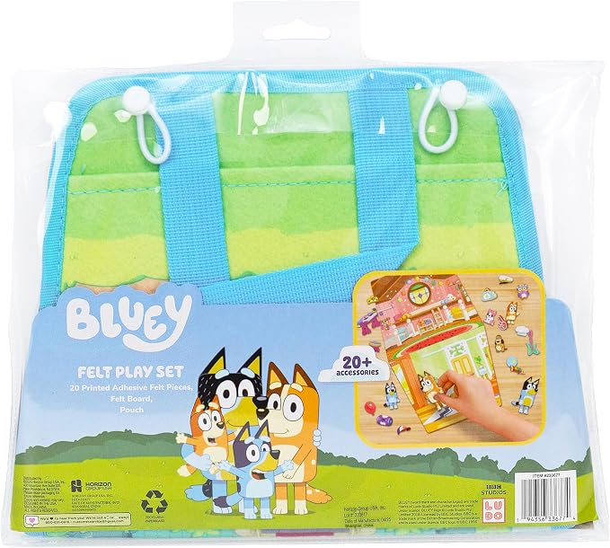 Bluey Felt Playhouse, Double-Sided Play Scene with Built-in Storage, 20 Felt Characters & Accessories, Travel-Friendly Bluey Toys, Road Trip Essentials, Toddler Activities, Fun Toys & Games