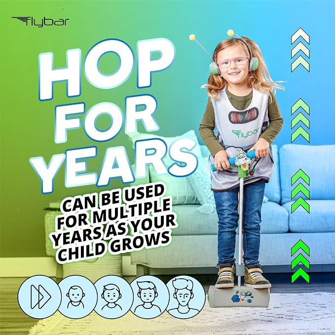 Flybar My First Foam Pogo Jumper for Kids Fun and Safe Pogo Stick for Toddlers, Durable Foam and Bungee Jumper for Ages 3 and up, Supports up to 250lbs, Robot