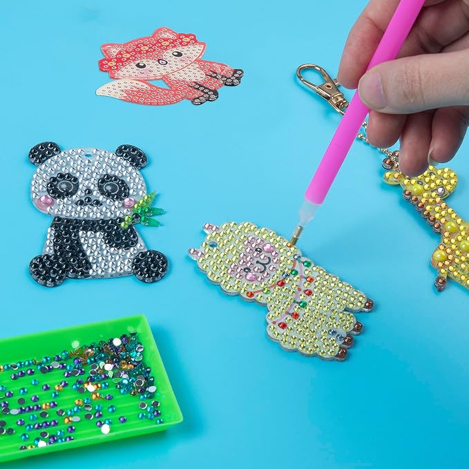 Labeol Arts and Crafts for Kids - Creat Your Own GEM Keychains-5D Diamond Painting by Numbers GEM Kits for Kids Girls Toddler Age 6-7 6-8 10-12